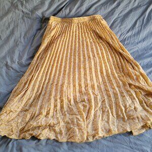 Indigo Rose Floral Print Yellow Midi Skirt Size L